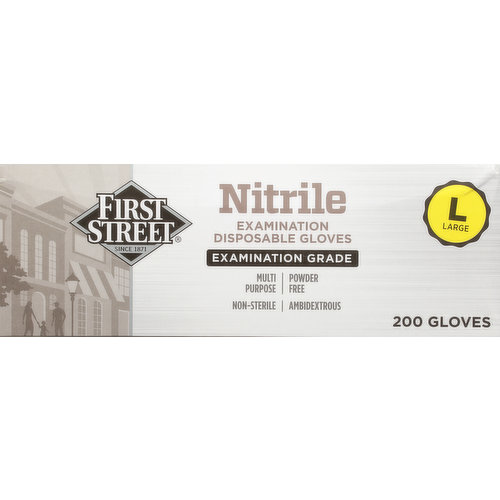 First Street Gloves, Disposable, Examination, Nitrile, Large