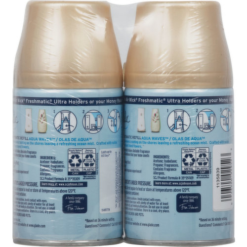 Glade Spray Refill, Automatic, Aqua Waves, Value Pack