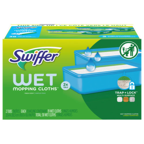 Swiffer Swiffer Sweeper Wet Mopping Cloth Refills, Fresh Scent, 19 ct, 2 Pack