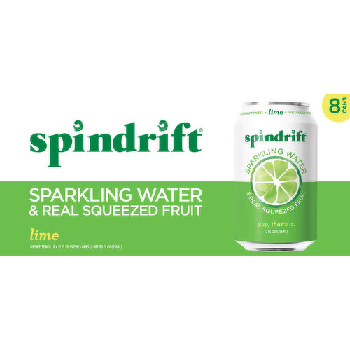 Spindrift Unsweetened Lime Sparkling Water & Real Squeezed Fruit