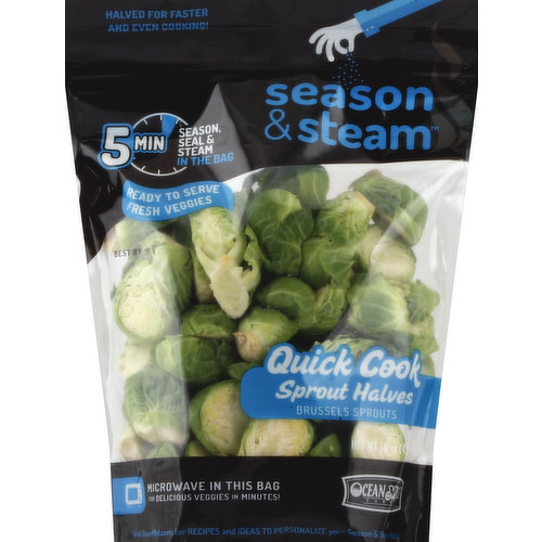 Season & Steam Brussels Sprouts, Sprout Halves, Quick Cook