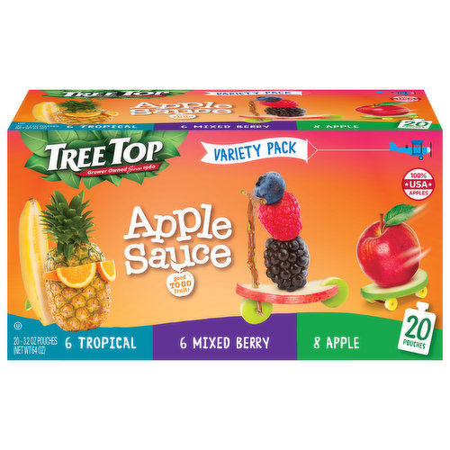 Tree Top Apple Sauce, Tropical/Mixed Berry/Apple, Variety Pack