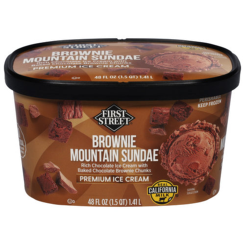 First Street Ice Cream, Premium, Brownie Mountain Sundae