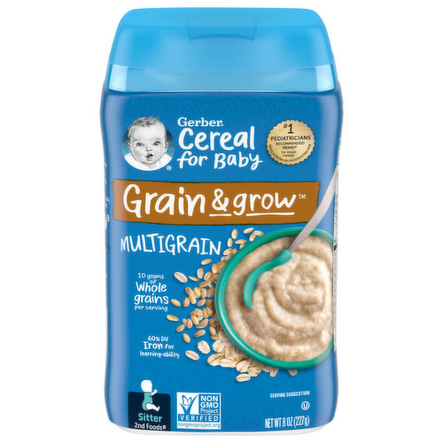Gerber Cereal, Multigrain, Grain & Grow, Sitter 2nd Foods