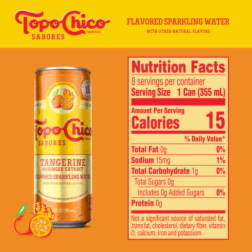 Topo Chico Sabores Tangerine With Ginger Extract Flavored Sparkling Water Portable Cans