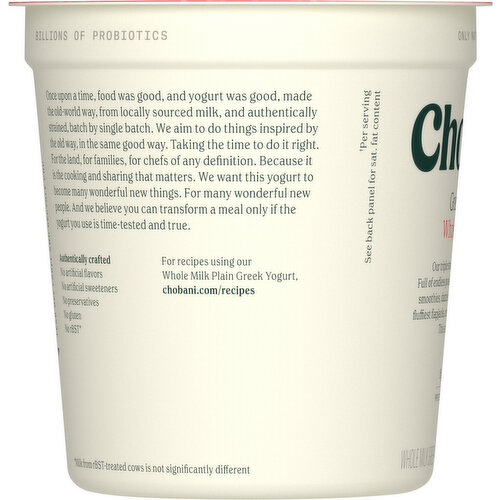 Chobani Yogurt, Greek, Whole Milk, Plain