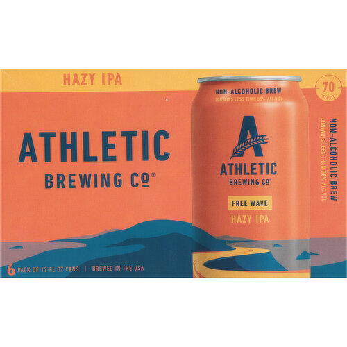 Athletic Brewing Co Beer, Hazy IPA, Free Wave, 6 Pack