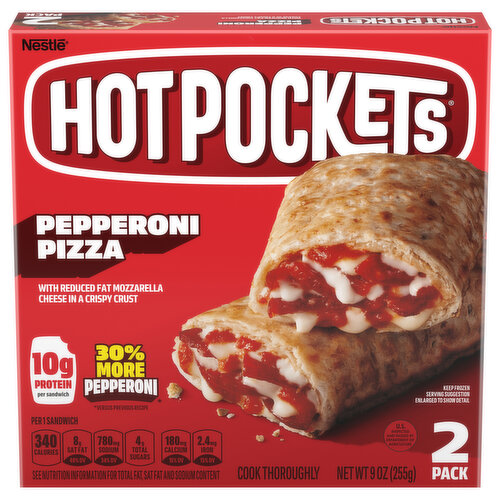 Hot Pockets Sandwiches, Pepperoni Pizza, 2 Pack