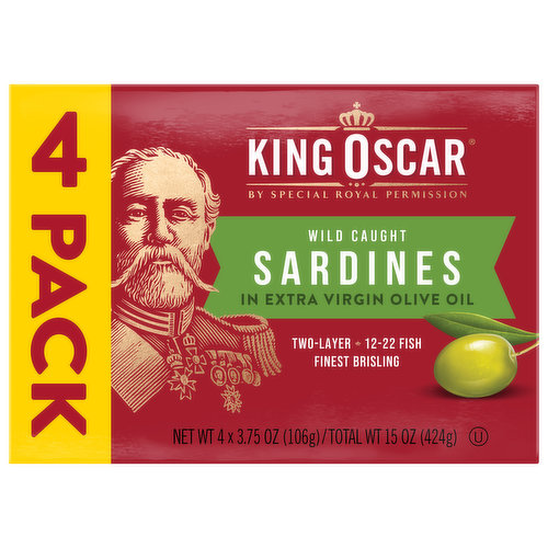 King Oscar Sardines, Wild Caught, 4 Pack