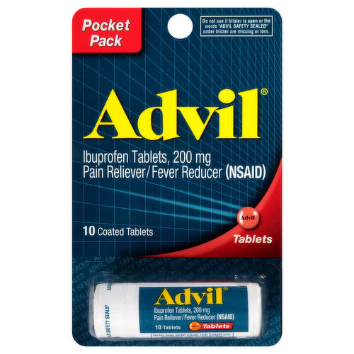 Advil Ibuprofen, 200 mg, Coated Tablets, Pocket Pack