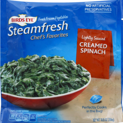 Birds Eye Creamed Spinach, Lightly Sauced