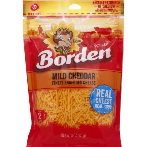 Borden Finely Shredded Cheese, Mild Cheddar