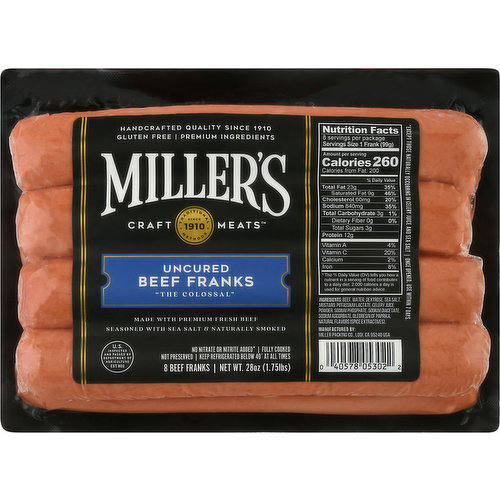 Miller's Beef Franks, Uncured