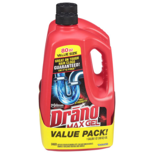 Drano Clog Remover, Max Gel, Pro Strength, Value Pack