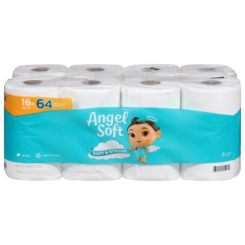 Angel Soft Bathroom Tissue, Mega Roll, Unscented, 2-Ply