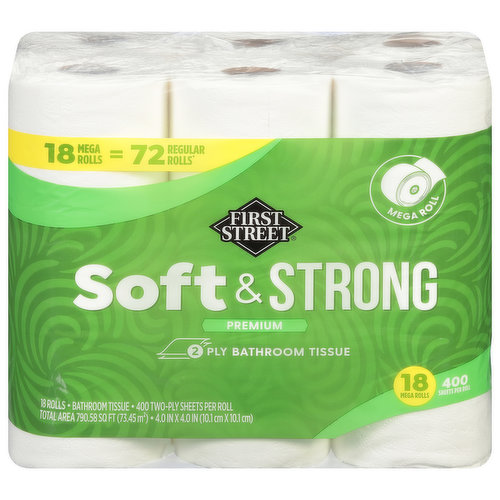 First Street Bathroom Tissue, Mega Rolls, Premium, 2 Ply