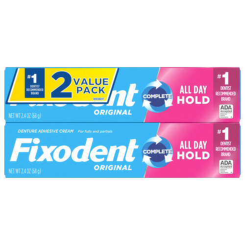 Fixodent Denture Adhesive Cream, Original, 2 Value Pack