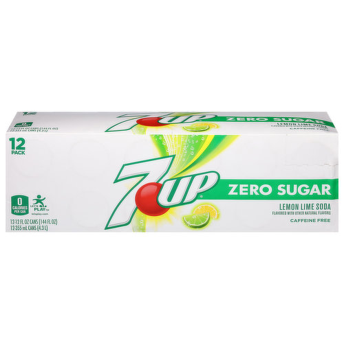 7-UP Zero Sugar 12 Pack Soda, Lemon Lime