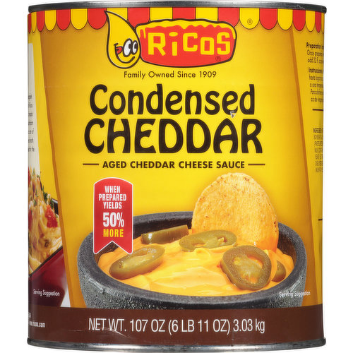 Ricos Cheese Sauce, Condensed Cheddar, Aged