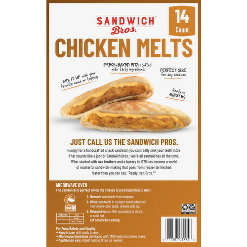 Sandwich Bros. Chicken Melts Pita Snack Sandwiches