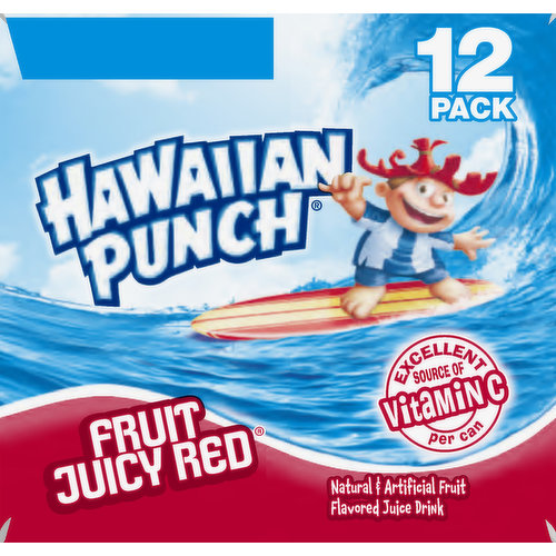 Hawaiian Punch Flavored Juice Drink, Fruit Juicy Red, 12 Pack
