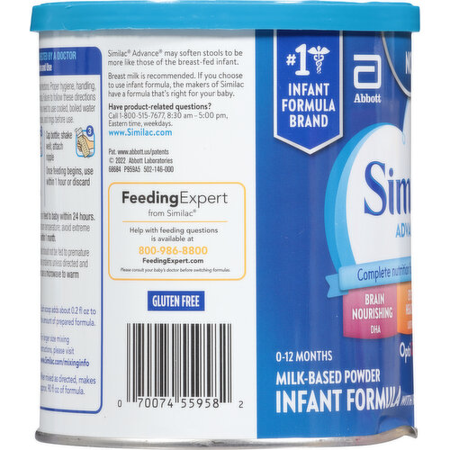 Similac Infant Formula with Iron, Milk-Based Powder, OptiGro, 0-12 Months