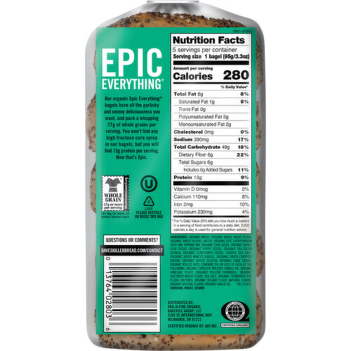 Dave's Killer Bread ORG 5 EVERYTHING BAGEL16.75 OZ          