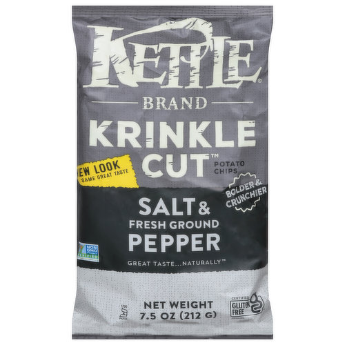 Kettle Brand Potato Chips, Salt & Fresh Ground Pepper, Krinkle Cut