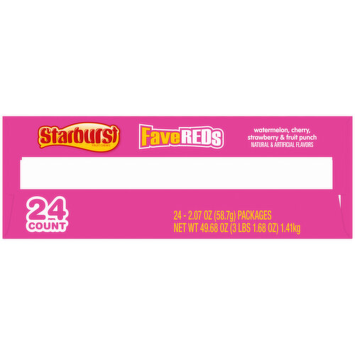 Starburst Starburst FaveREDs Fruit Chews Candy, 2.07 ounce (24 Single Packs)