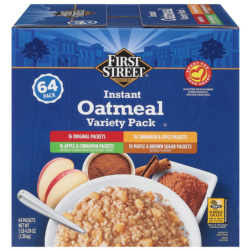First Street Instant Oatmeal, Variety Pack, 64 Pack