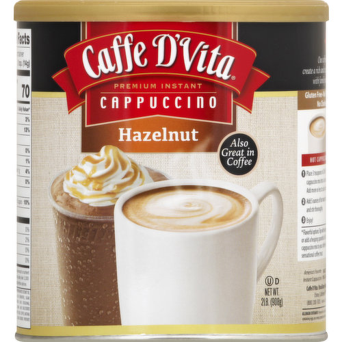Caffe D Vita Cappuccino, Instant, Premium, Hazelnut