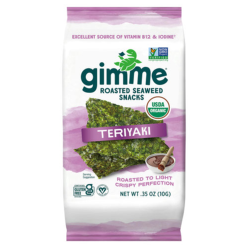 gimMe Seaweed Snacks, Roasted, Organic, Teriyaki
