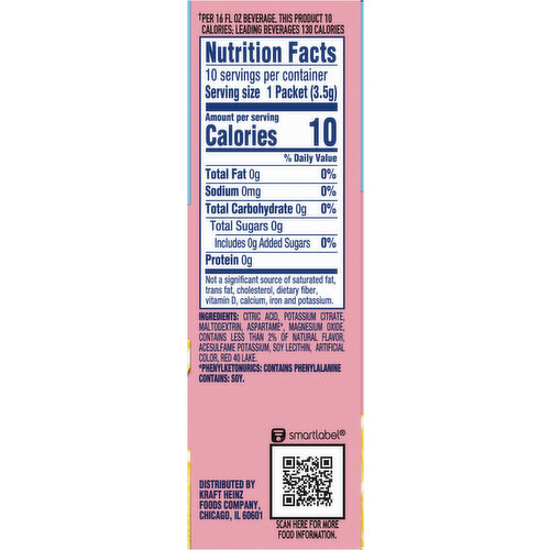 Crystal Light Zero Sugar Packets Pink Lemonade Drink Mix