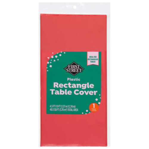 First Street Table Cover, Rectangle, Plastic, Red