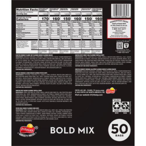 Frito Lay Bold Mix, Chili Cheese Spicy Sweet Chili Cheddar Jalapeno Flamin Hot Cheddar & Sour Cream Spicy Nacho, Variety Packs