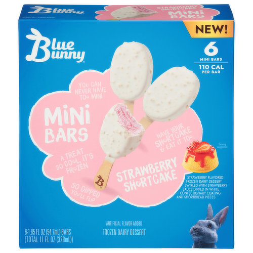 Blue Bunny Frozen Dairy Dessert, Strawberry Shortcake, Mini Bars