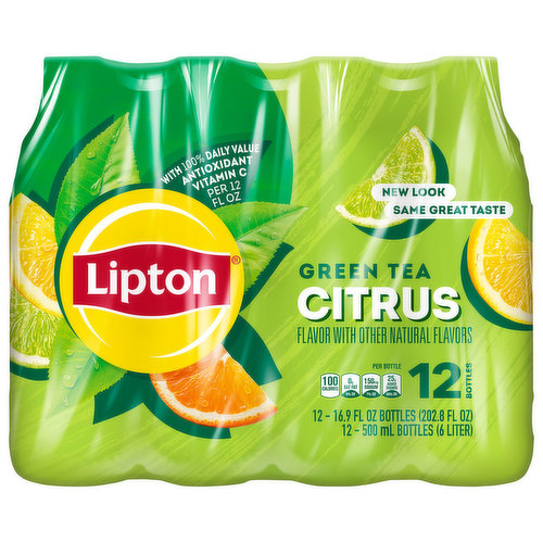 Lipton Green Tea, Citrus, 12 Bottles