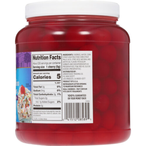 First Street Cherries, without Stems, Maraschino