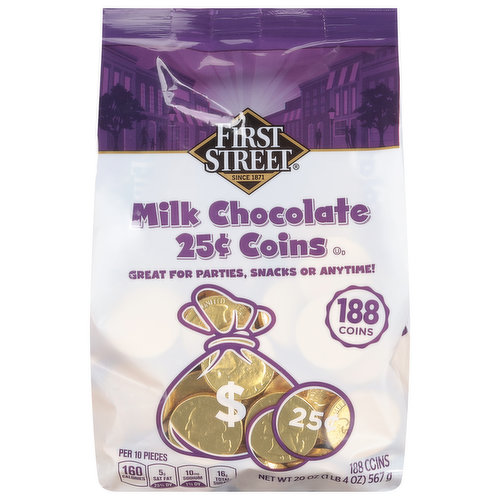 First Street Milk Chocolate, 25 Cent Coins