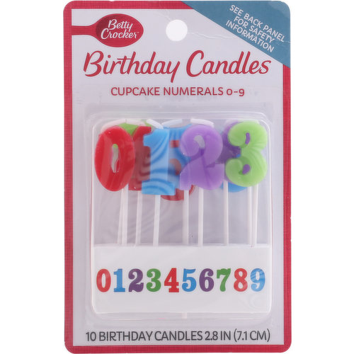 Betty Crocker Birthday Candles, Cupcake Numeral 0-9, 2.8 Inch