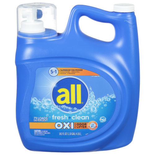All Detergent, Fresh + Clean, Oxi Plus, 5 in 1
