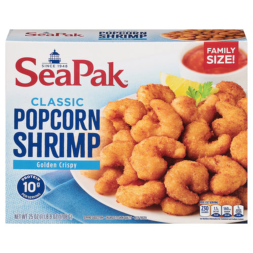 SeaPak Popcorn Shrimp, Classic, Golden Crispy, Family Size