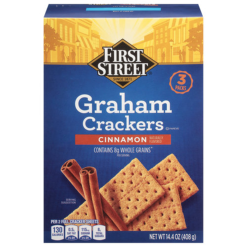 First Street Graham Crackers, Cinnamon, 3 Pack