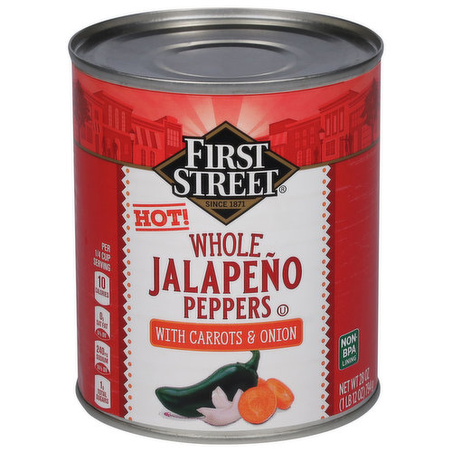 First Street Jalapeno Peppers, Whole, Hot