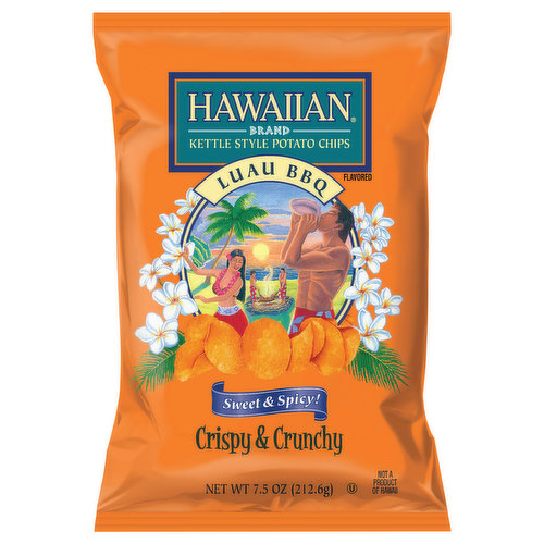 Hawaiian Potato Chips, Luau BBQ Flavored, Kettle Style