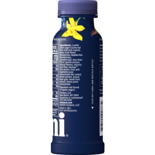 Chobani Protein Drink, Zero Added Sugar, Greek Yogurt, Mixed Berry Vanilla
