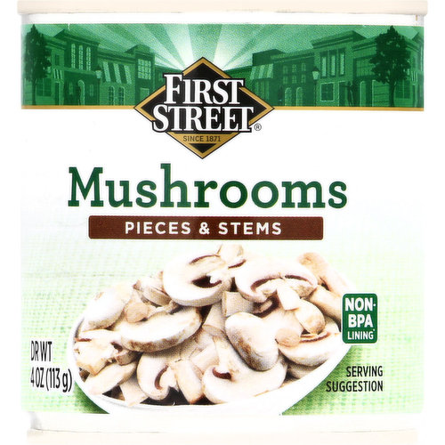 First Street Mushrooms, Pieces & Stems