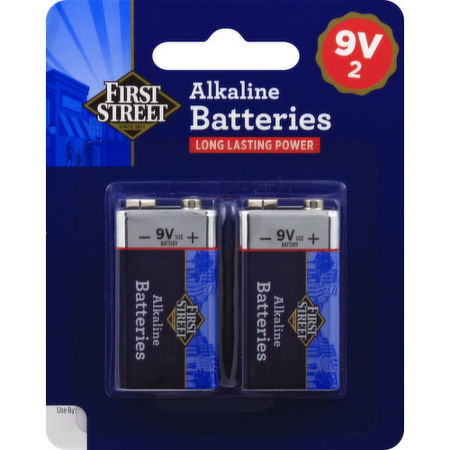 FIRST STREET Batteries, Alkaline, 9V