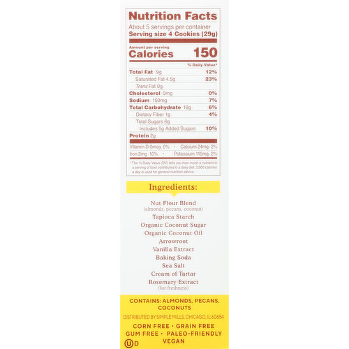 Simple Mills Cookies, Almond Flour, Toasted Pecan, Crunchy