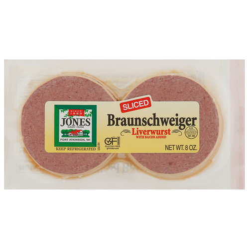 Jones Dairy Farm Liverwurst, Braunschweiger, Sliced